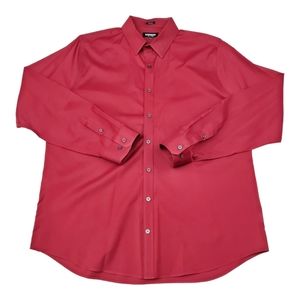 Men's Express Extra Slim Button Down Long Sleeve Dress Shirt XL 17 1/2 Dark Red